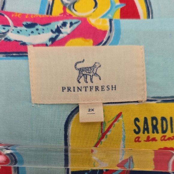 Printfresh Cotton Pajamas Sardine/Lemon Graphic Design.  Size 2X  NWT - Picture 2 of 16